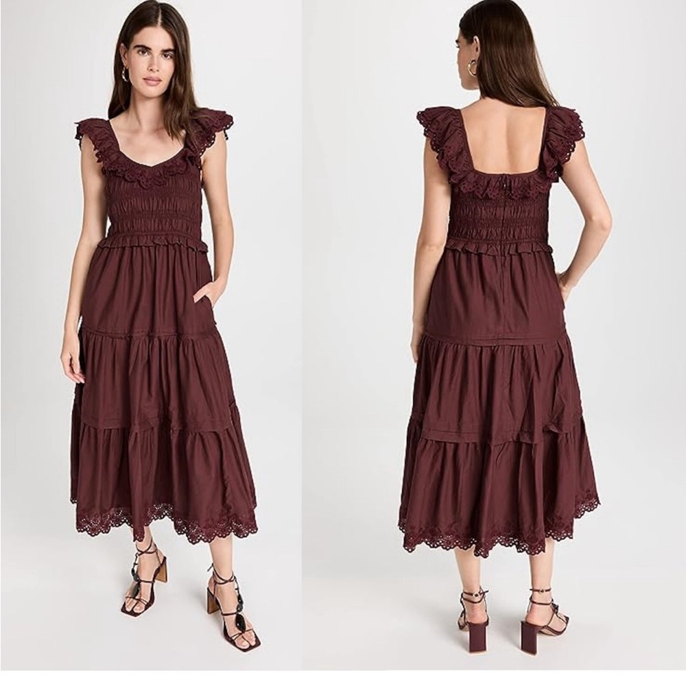 Madewell Lucie Embroidered Cotton Midi Dress size 8P.